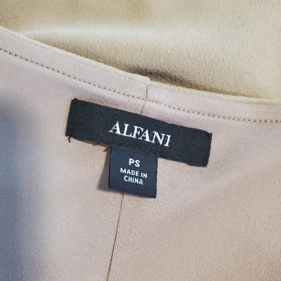 Alfani Beige Belted Wrap Long sleeve Surplice Neckline Wrap Dress Size SP - Picture 8 of 12